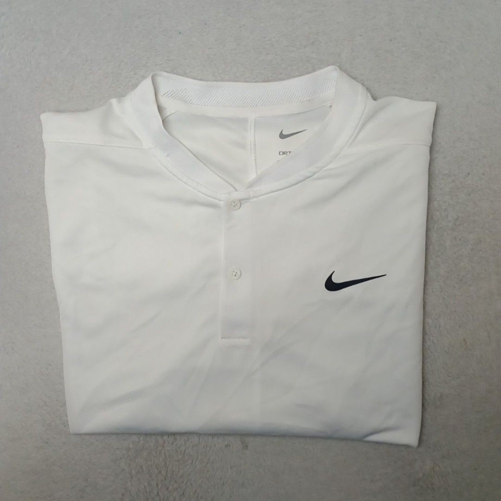Nike Polo Shirt Mens XL White Band Blade Dri-FIT Golf Performance Court DH0838